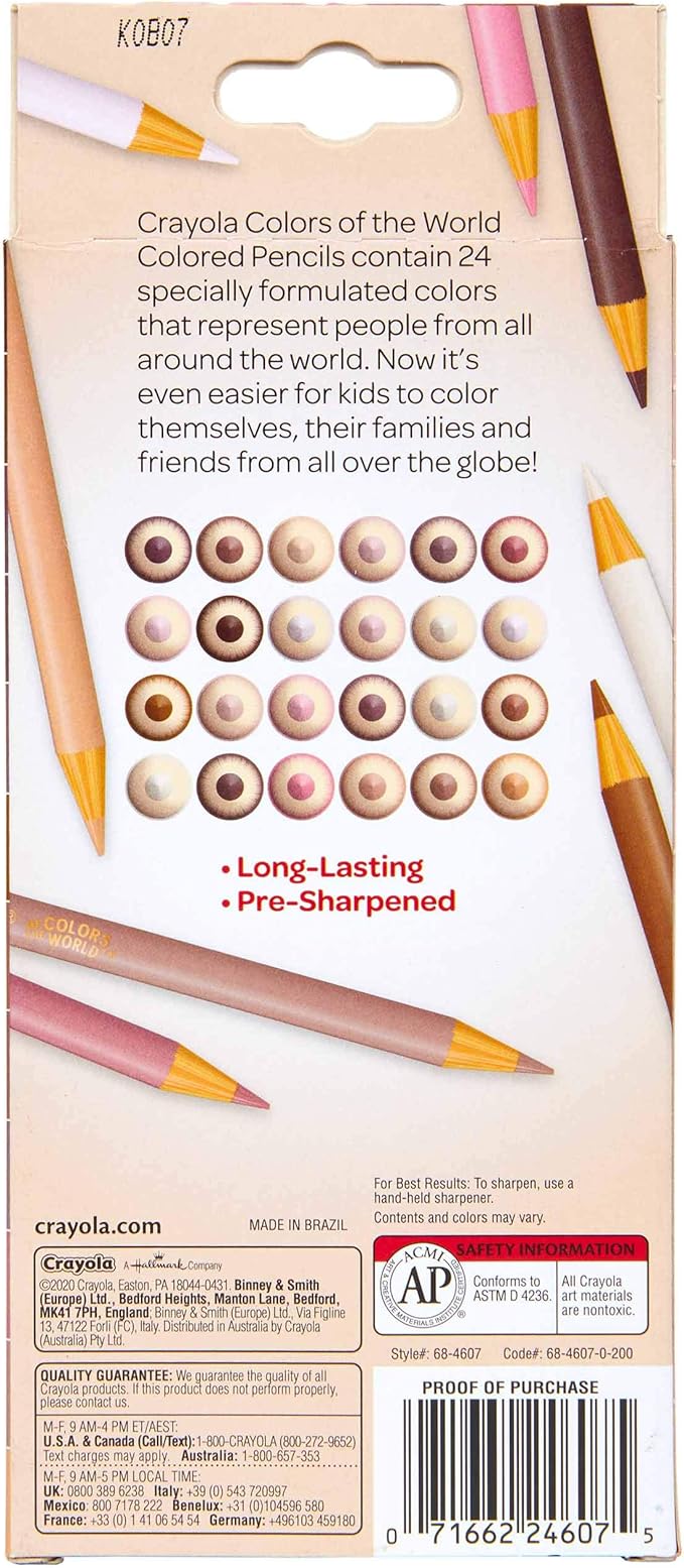 Crayola Colors of the World Bulk Colored Pencil Set - 6 Packs (24ct), Skin Tone Kids Colored Pencils for Kids, Bulk Teacher Classroom Must Haves