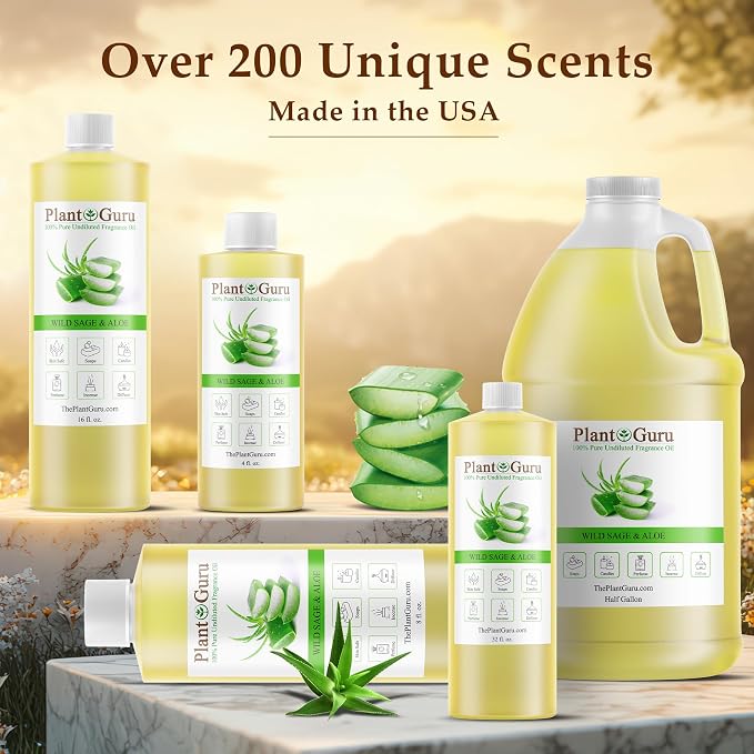 Wild Sage And Aloe Fragrance Oil 4 fl. oz. Scented Oil for DIY Soap Making, Candles, Bath Bombs, Body Butters. Used In Aromatherapy Diffusers, Burners and Warmers. Great Addition To Lotions and Creams