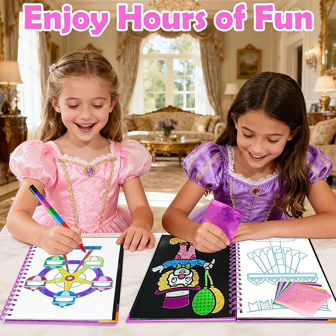 FUNNYB&G Foil Art Crafts for Kids Ages 4-8: Valentines Crafts for Kids 2026,Birthday Gift for Girls,Art and Crafts,Party Favors,Creative Toys for Girls Boys 4 5 6 7 8 9 Years Old(Amusement Park)