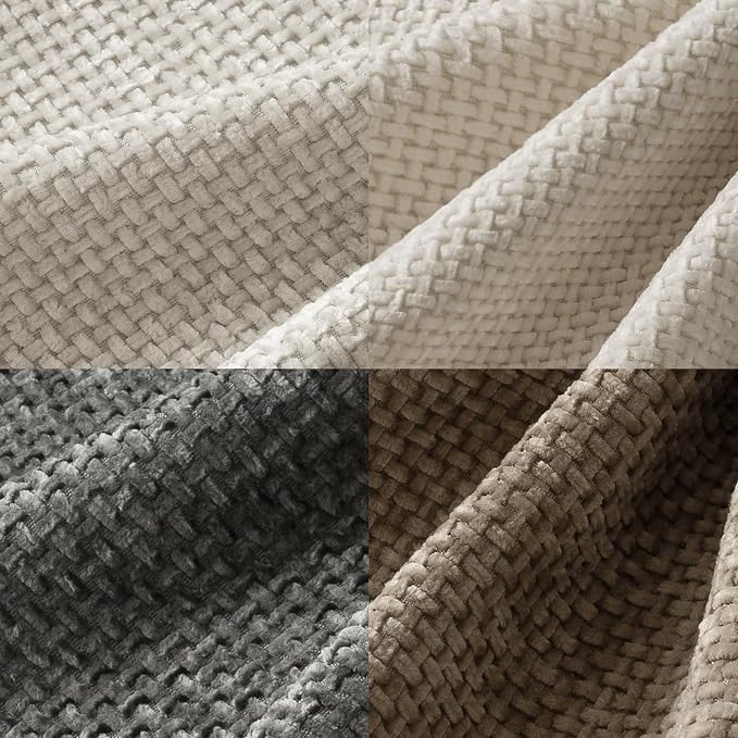 MIULEE Decorative Chenille Lumbar Pillow Covers Neutral 12x20 Pack of 4 | Mid Century Modern Decor, Cream to Charcoal Set, Couch Throw Pillows, Farmhouse Boho Cushion Covers for Sofa Bed Living Room