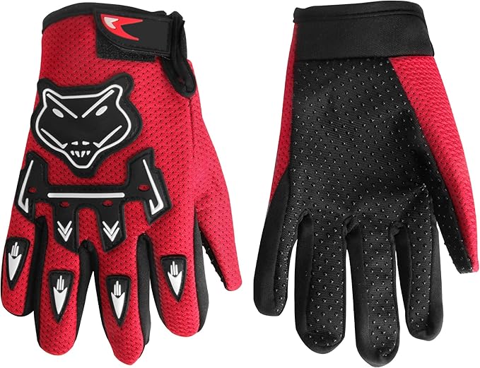 Kids Dirt Bike Gloves, Kids & Youth Power Sports Riding Gloves for Motorcycle, BMX, Mountain Bike, ATV, Full Finger Children Gloves for Outdoor Sports Cycling Camping Fishing