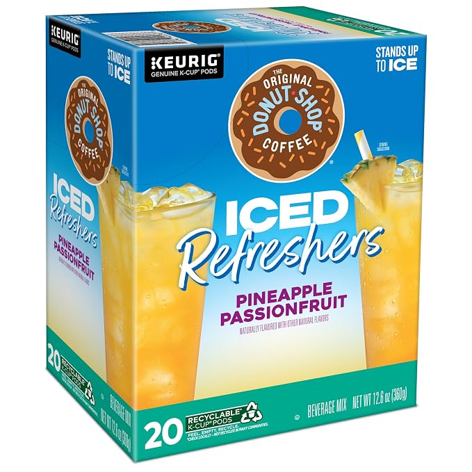 The Original Donut Shop Iced Refreshers, Pineapple Passionfruit Flavor, Keurig Single Serve K-Cup Pods, 20 Count