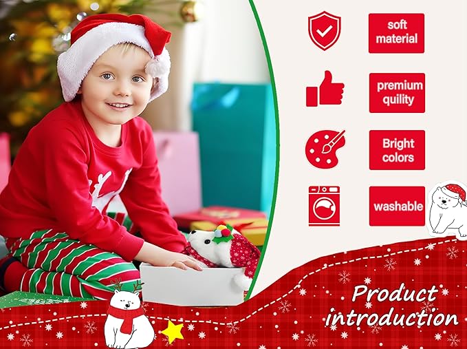 Christmas Teddy Bear Stuffed Animal 2025 Polar Bear Stuffed Animal Christmas Plush Toys Gifts for Kids Adult Birthday Holiday Indoor or Outdoor Home Party Decorations