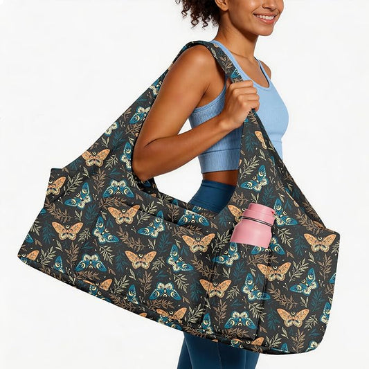 Women's Yoga Bag with Yoga Mat Carrier - Large Mat Pocket Fitness Tote for Pilates, Gym, Travel, Office & Beach