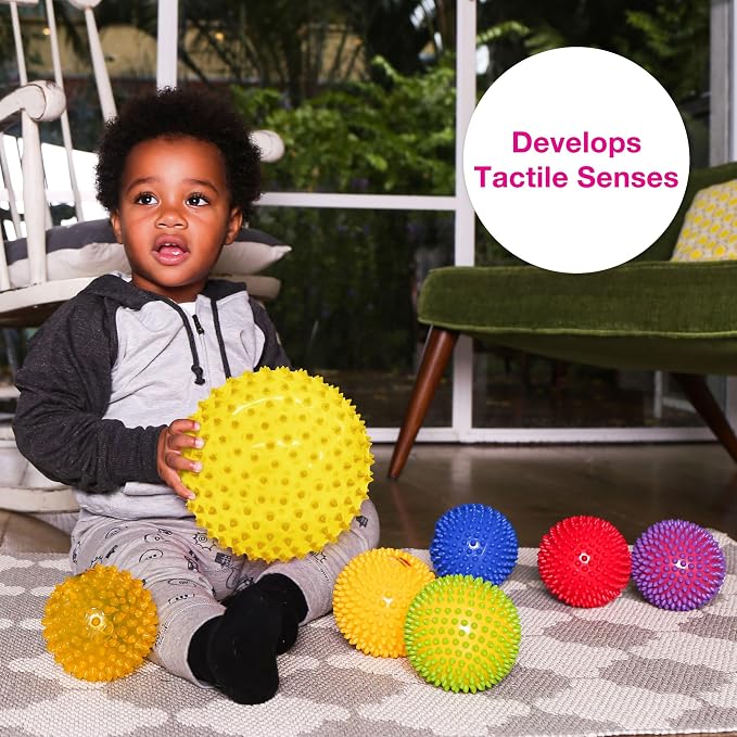 Edushape The Original Sensory Ball for Baby - 7" Transparent Yellow Color Baby Ball that Helps Enhance Gross Motor Skills for Kids Aged 6 Months & Up - Vibrant, Colorful & Unique Toddler Ball