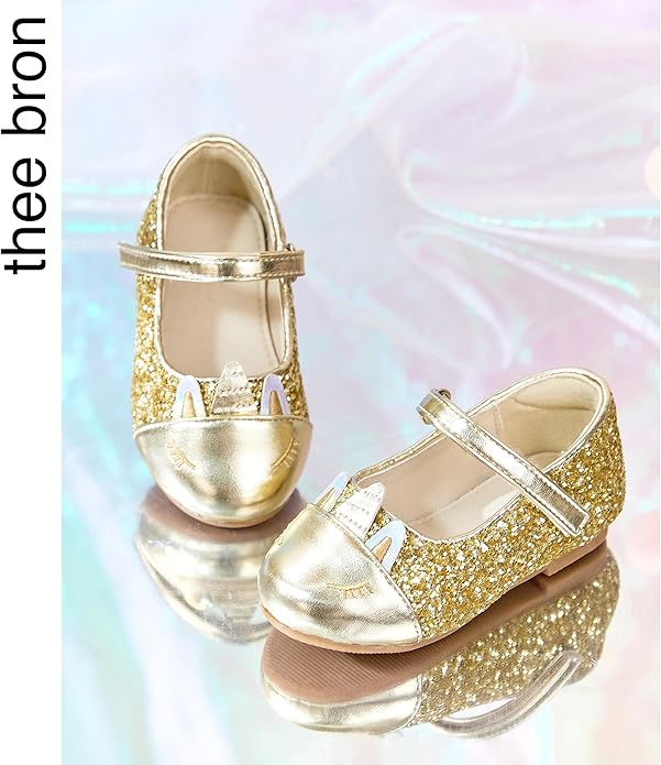 THEE BRON Mary Jane Ballet Flats - Girls' Dress Shoes with Hook & Loop Closure