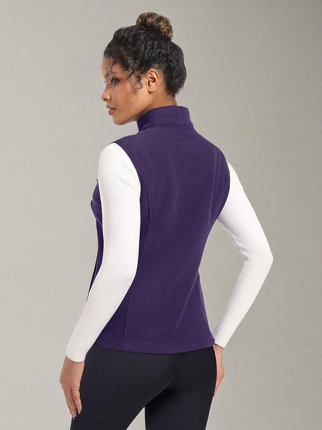 MAGCOMSEN Women's Fleece Vest Outerwear Sleeveless Lightweight Zip Jackets Warm Soft Vests with Zipper Pockets