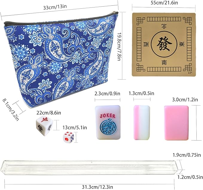 American Mini Mahjong Set 166 Mahjong Tiles 1.2-inch American Mahjong Game Pink Set Thickened Mah-Jongg Tiles Bag Mahjong Tile Set