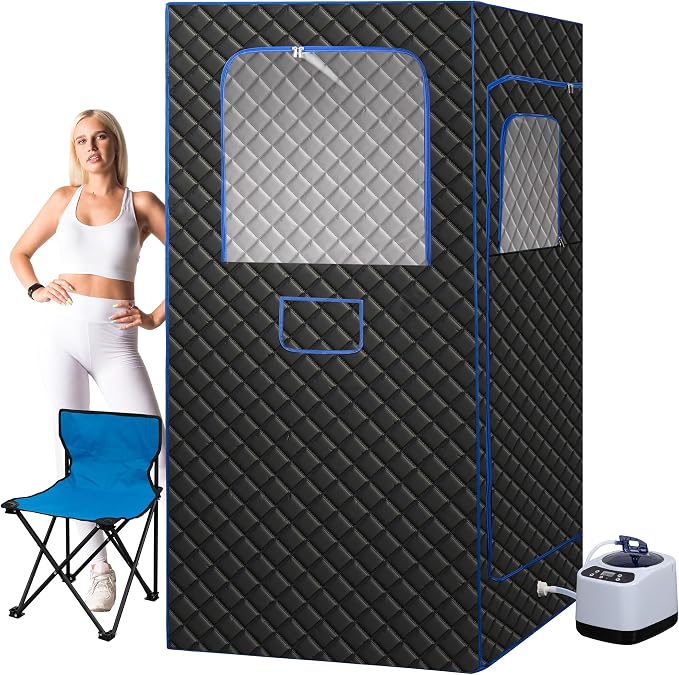 BOCHPOWER Portable Sauna Box, 3.0L Steamer, Remote Control, Folding Chair, 9 Levels (Full Size)