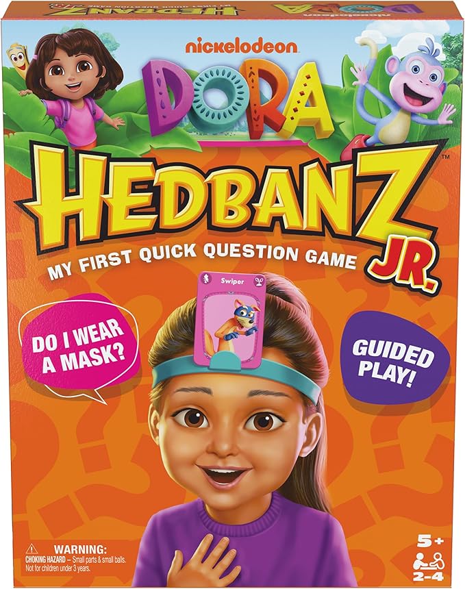 Spin Master Games, Dora the Explorer Hedbanz Jr., Picture Guessing Card Game, Includes Illustrations from Dora, Quick Questions & Easy to Play, 2-4 Players, Stocking Stuffer Gift Ideas for Ages 5 & Up