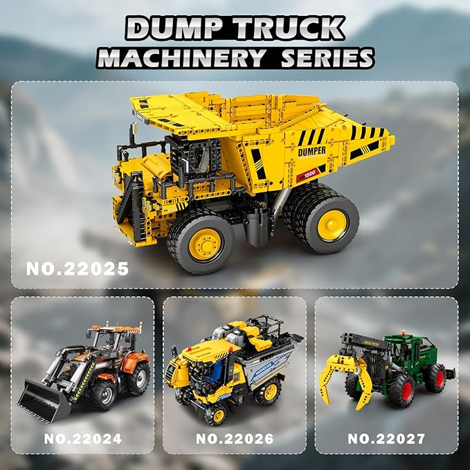 Building Set for Adults with Control Remote STEM Gifts for Teens Age 14 and up, Mining Dump Truck Collectible Model for Birthday, Heavy-Duty Construction Vehicle Building Toys Kit 22025