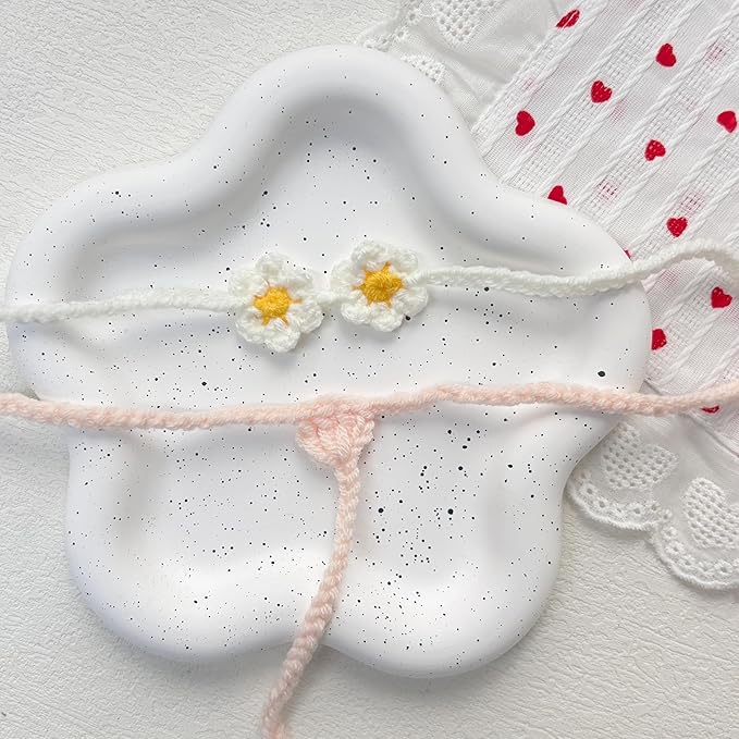 Clothes for 17cm Doll(No Dolls), 2 Sets of Costumes Include 4 Accessories, Black Bikini and Daisy Bikini,Suitable for 6.7 inches (17 cm) Dolls,Pure Handmade Knitted Swimsuit