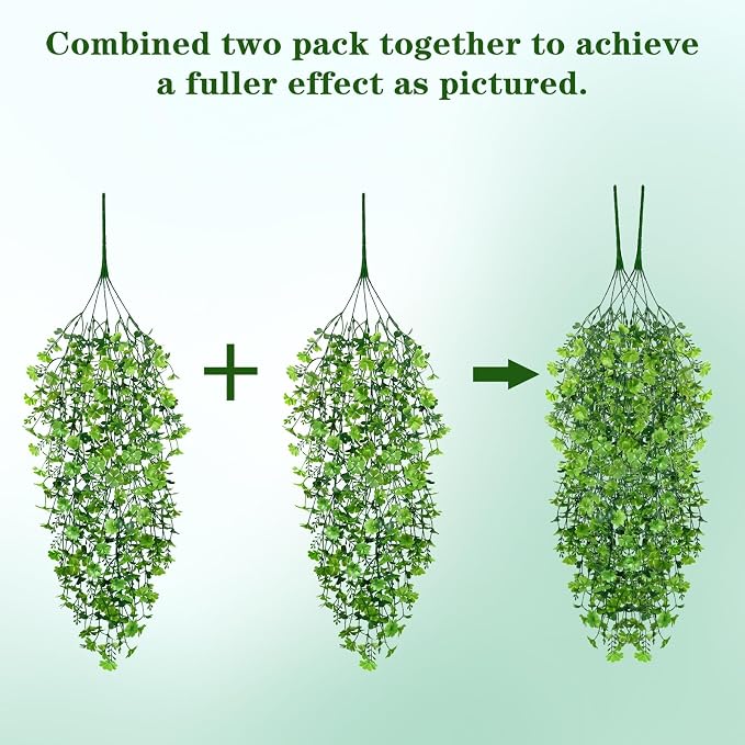 Waipfaru Artificial Hanging Plants, 4Pcs Faux Ivy Four-Leaf Clover | Vines Greenery for Wall Home Bedroom Living Room Aesthetic Kitchen Office Aesthetic Kitchen Indoor Outdoor Decor