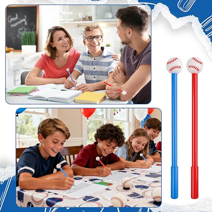 LiYiQ 50 Pcs Baseball Party Favor Cartoon Cute Fun Pens for Kids Kawaii Baseball Shape Gel Black Ink Pen Cute Baseball Pens for School Office Home Student Kids Present