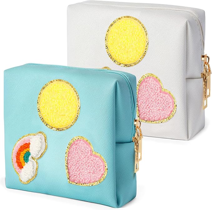 2-Pack Period Bag, PU Leather Sanitary Napkin Storage Bag for Feminine Liners, Tampons & Reusable Pads - Functional Sanitary Pads Pouches First Period Kit for Women - Ladies Gift