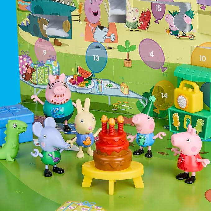 PEPPA PIG George's Party Advent Calendar with 24 Surprise Toys and Stickers Including 5 Figures, Preschool Toys for Girls and Boys 3 and Up (Amazon Exclusive)