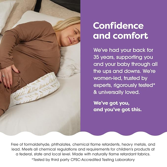 Boppy Wedge Pregnancy Pillow - Compact Support Wedge Maternity Pillow for Back, Knees, Pelvic Floor at Home, Office & Travel with Washable Knit Cover - Taupe Grassland