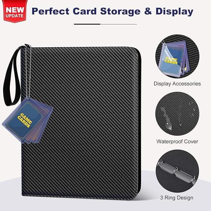 Mlikero Card Binder 9 Pocket, Trading Card Binder with Card Display Design, 720 Double Sided Pocket PU Collection Binder, Card Albums for MTG, TCG, and Sports Cards