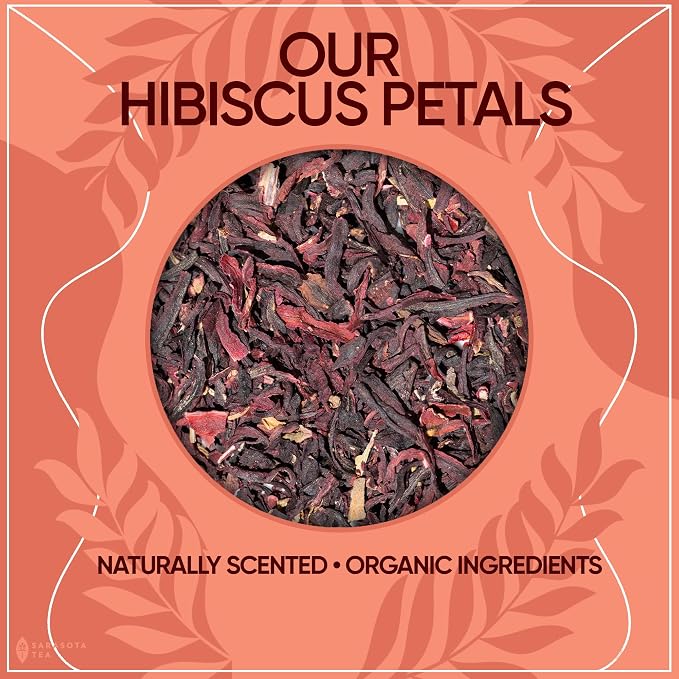Organic Hibiscus 1lb Loose Leaf Tea | Naturally Tart & Refreshing Herbal Tea | Caffeine-Free | Dried Hibiscus Flowers for Hot or Iced | Non-GMO | Detox & Hydration Support