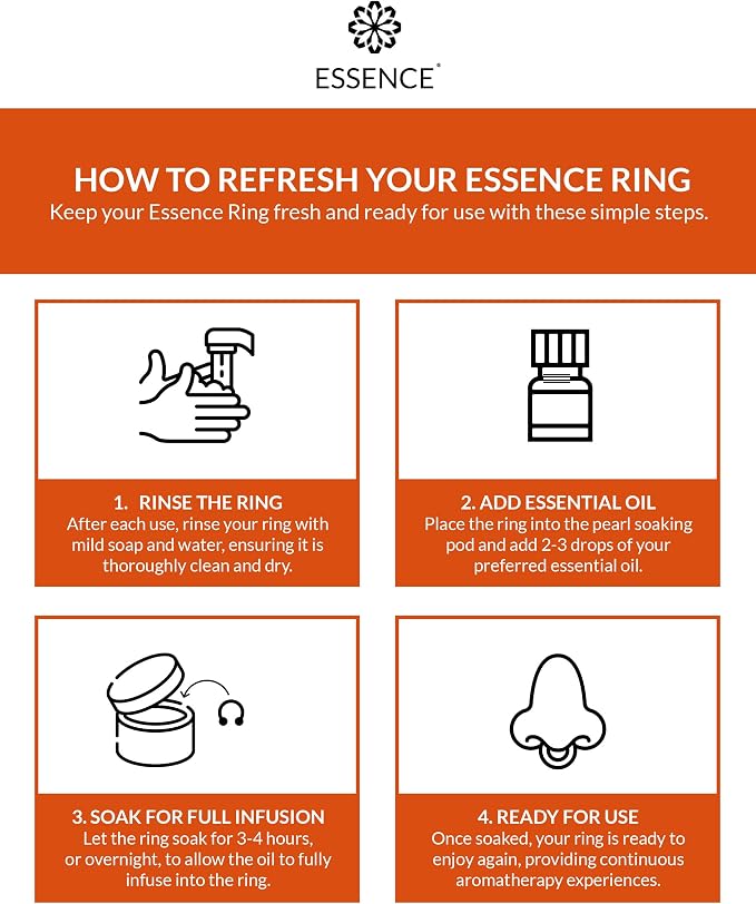 Essence Wearable Aromatherapy Nasal Diffuser – Orange Essential Oil Nose Ring Silicone Inhaler for Stress & Mood Support - Made in USA & Travel-Friendly