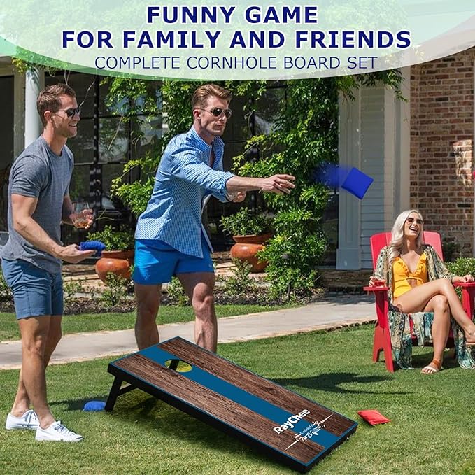 Cornhole Sets, 3'x 2'/ 4'x 2' Vintage Cornhole Game Set, Regulation Size Cornhole Boards, Corn Holes Outdoor Toss Game Competitions, w/ 8 Bean Bags for Adults, Family, Lawn, Beach, Outside Activities