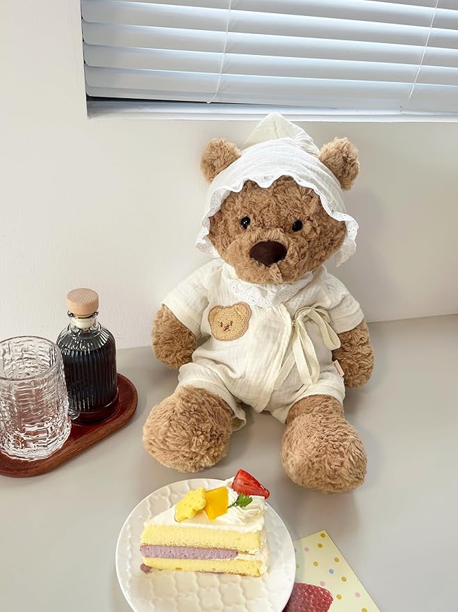 3pc Cute Doll Clothes Set for Bunny and Bumbly Bear,Stuffed Animal Outfits Fits,9-12Inch Teddy Bear Clothes, Clothes only Without Doll.(3pc Includes 1 Doll hat, 1 bib,1 Jumpsuit)