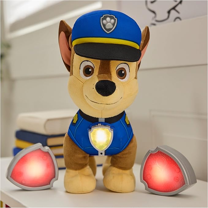 Paw Patrol Room Patrol Chase Interactive Plush Toy with Over 75 Sounds, Light-Up Badges, and 3 Play Modes, Kids Toys for Boys & Girls Ages 3 and Up