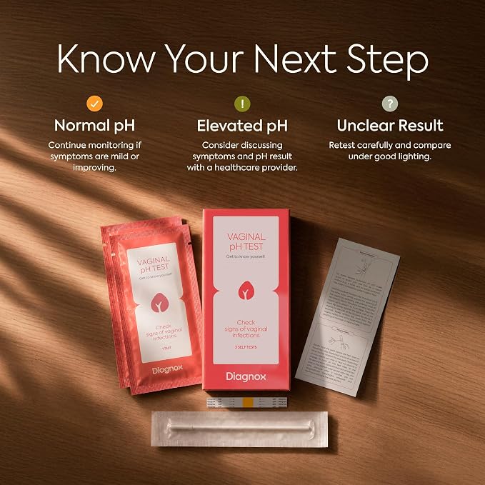 Vaginal pH Test Kit for Women - At Home BV & Yeast Infection Kit - 3 Tests | Individually Wrapped