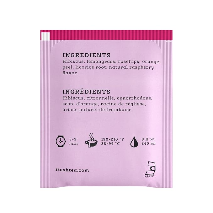 Stash Tea Wild Raspberry Hibiscus tea - 20 Count (Pack of 2)