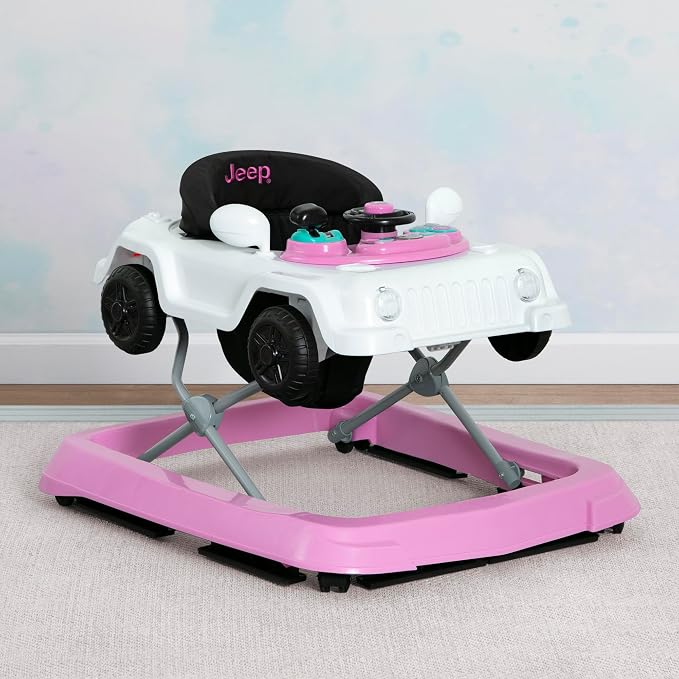 Jeep Wrangler Activity Walker by Delta Children, White/Pink