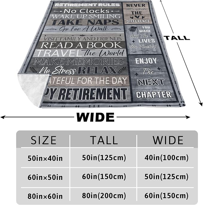 Retirement Gifts for Men/Women, Best Retired Gifts Ideas, Funny Retire Gifts for Male/Female, Happy Mens Retirement Gifts for Coworker/Retirees, Gifts for Retirement Blanket 80X60in