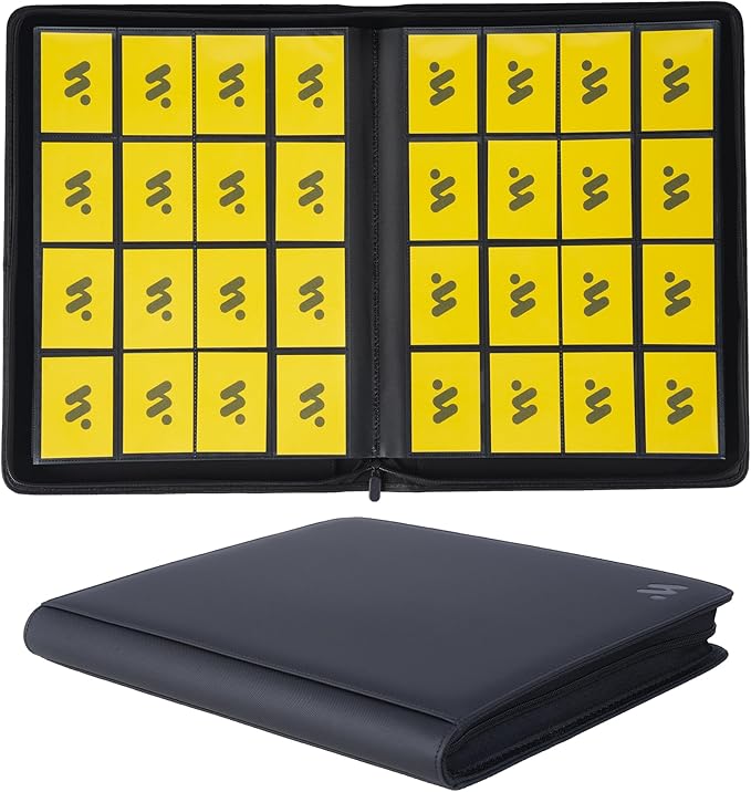 Card Binder 16 Pocket,Trading Card Binder Holds up to 1408 Cards with 44 Sleeves,Zipper Card Holder Album Compatible with TCG/Sports Cards-Black