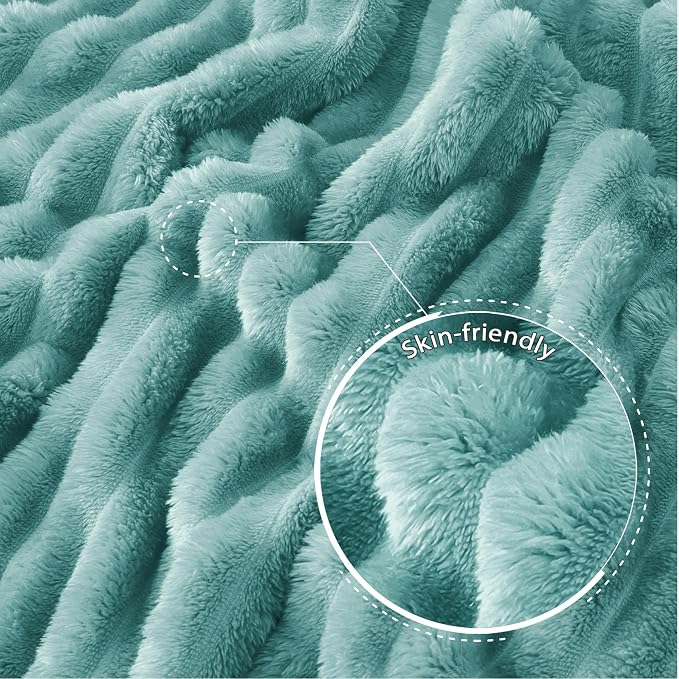 Exclusivo Mezcla Striped Queen Size Fleece Blanket for Bed, Couch, 90"x90" | Soft Breathable Cozy Bed Blankets, Lightweight Plush Fluffy Fuzzy Jacquard Decorative Blankets
