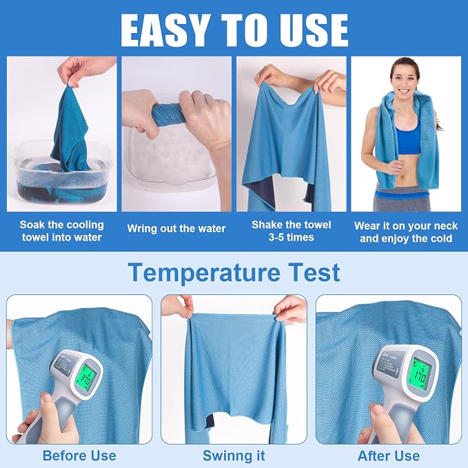 4 Pack Cooling Towel for Gym Fitness Yoga Hiking,Hot Weather Cool Towels Cloth Rags Wrap for Neck Face(4 Pack-02)