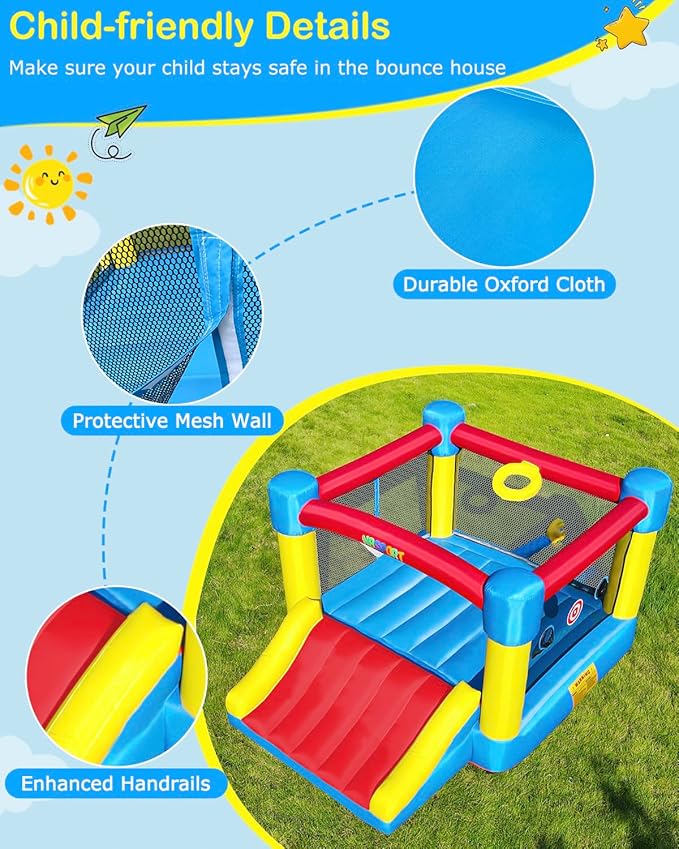 Inflatable Bounce House for Kids Ages 3-8 - Largest 6.7'x8.4' Jump Zone, Big Kids Bouncer Castle with Slide | Blower Included | Backyard Party & Birthday Gift