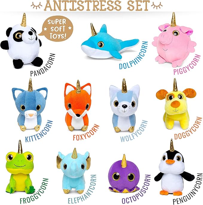 Naturally KIDS Stuffed Animal, Toddler Gifts for Boys, Girls, Plush Unicorn Toys Set 11