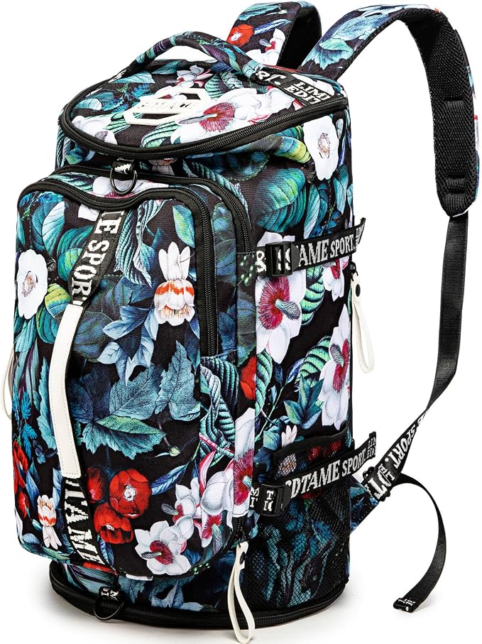 Gym Duffle Bag Backpack with Shoe Compartment,4 ways Travel Backpack for Women and Men,Multi-Functional Weekender bag with Waterproof Layer&Laptop Compartment for Fitness, Travel,Camping