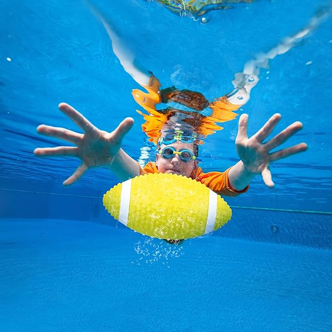 Hiboom Pool Football for Swimming Pool, Waterproof Water Football for Underwater Passing, Dribbling, Pools Toys Ball with Water Filling, Diving Games for Teens Adults(Yellow)