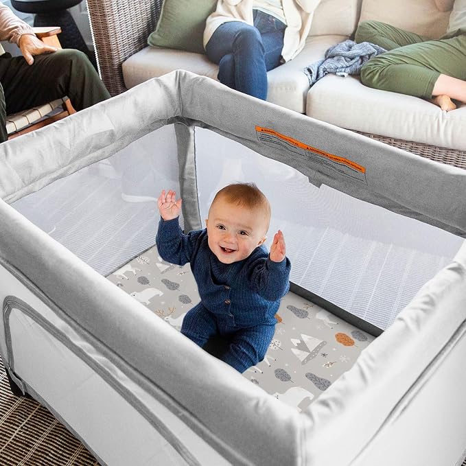 Pack n Play Sheets, BROLEX 2 Pack Mini Crib Sheets,Stretchy Portable Fitted Playard Sheet Set, Convertible Playard Mattress Cover,Ultra Soft Breathable Material,Snowy Forest