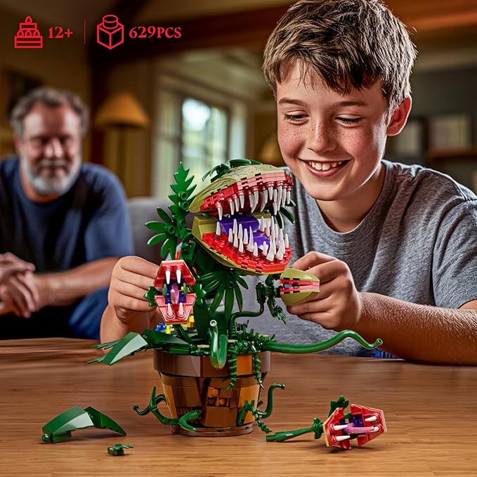 Millionspring Piranha Plant Audrey II 2 Building Blocks Set, Toys Kit Horrors Flower Shop Decoration Valentine Gift for Tv Film Fans Families Friends 12+ On Halloween Birthday Christmas