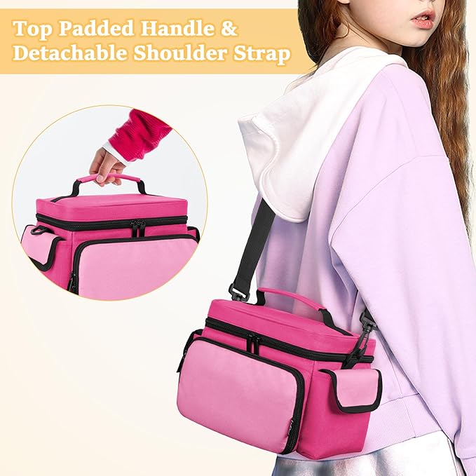 LoDrid Carrying Bag Compatible with Little Tikes Story Dream Machine Starter Set, Portable Storage Case for Books and Accessories with Handle and Shoulder Strap, Rose Red, Bag Only (Patent Design)