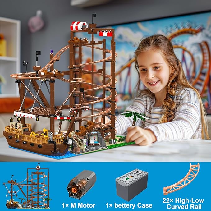 Roller Coaster Building Set Track Model Kit for Teens Boys Son, Grandson, Nephew, Building Lovers. Kids Jigsaw Puzzle, Christmas Birthday Gift -2174 Pieces (Double Helix)