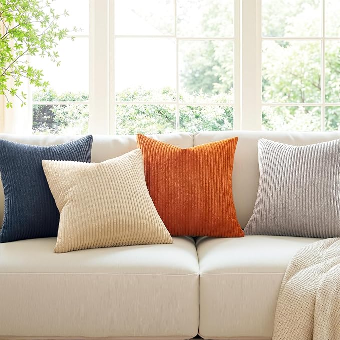 Topfinel Pack of 4 Decorative 22x22 Inch Velvet Pillow Covers Boho Couch Throw Pillows Blue and Yellow Farmhouse for Bed Accent Modern Pillowcase Sofa Livingroom Home Decor