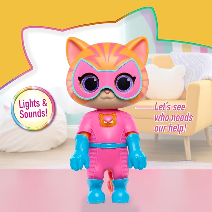 Disney Junior SuperKitties Cat-Tastic Transforming Ginny Lights and Sounds Figure, Kids Toys for Ages 3 Up by Just Play