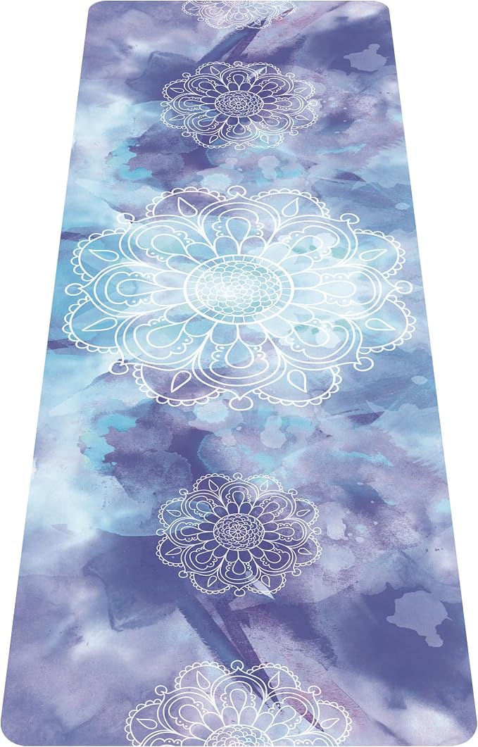 nuveti Printed Travel Yoga Mat-1/16 Inch Thick Non Slip Fitness Workout Mat with Carrying Bag, Foldable Lightweight Suede & Natural Rubber Yoga Mat for Yoga Pilates and Fitness 72" L x 24" W x 1.5mm