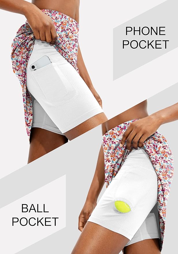 Women's 20" Knee Length Skorts Skirts UPF50+ Athletic Tennis Golf Skirt for Women Casual Summer Skirts