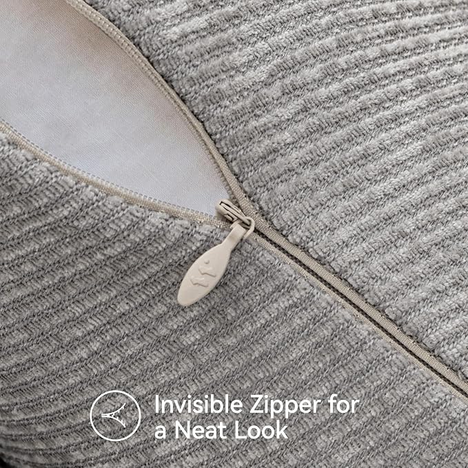 a moment Pack of 2 Decorative Chenille Throw Pillow Covers with Twill Cushion Covers for Sofa Living Room Couch Bed 26x26 Inch,Grey