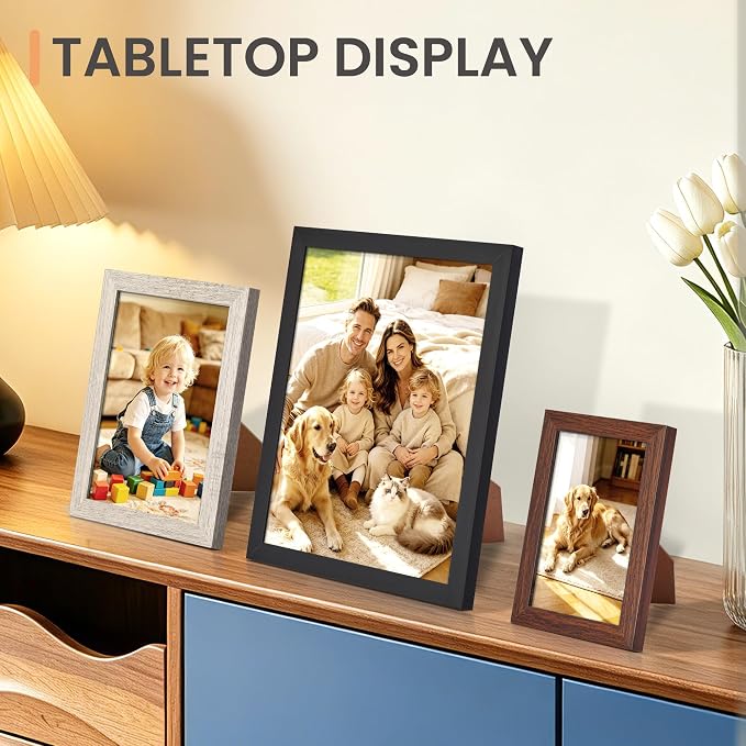 upsimples 10 Pack Picture Frames Collage Wall Decor for Mounting or Tabletop Display, Photo Gallery Frame Set for Family, Multi Sizes Including 8x10, 5x7, 4x6, Black Gray Brown | Black Brown Gray Multi Picture Frames Collage Wall Decor , Gallery Wall F...