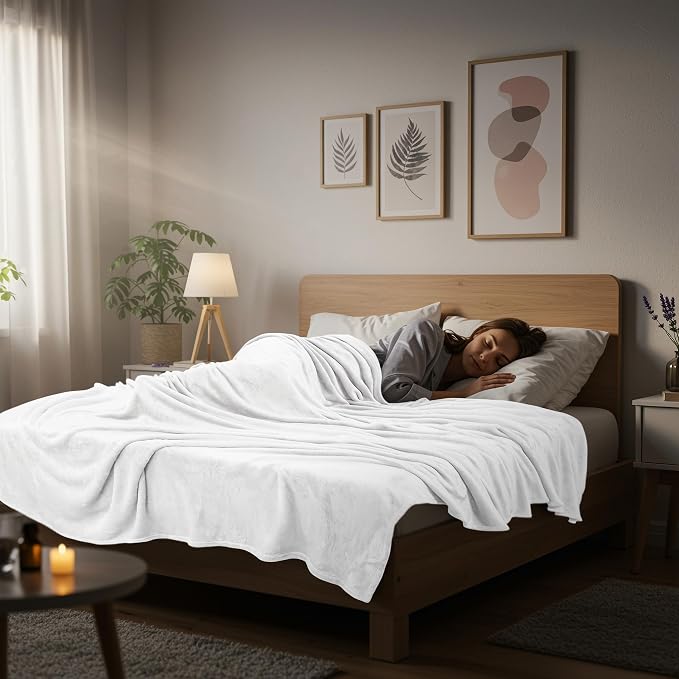 Utopia Bedding Ultra Soft Fleece Bed Blanket Twin Size White (60x80 Inches) | Microfiber Plush Warm Lightweight Breathable Cozy Blanket Anti-Static, All Season Use, Gift for Women and Men