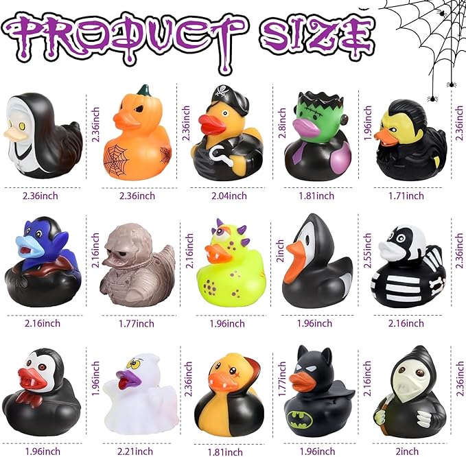 30 Pack Halloween Rubber Ducks-2.3 Inch Bulk Floater Ducks for Ducking Assortment Rubber Duckies for Kids Baby Bath Toys,Birthday Gifts Party Favors Summer Beach Pool Activity Toys